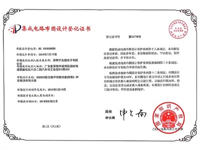 2.2W音頻功率放大器布圖設(shè)計證書